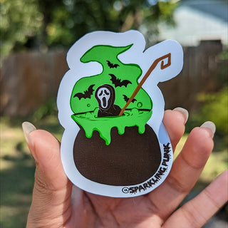 Ghost Man Cauldron Green Sticker
