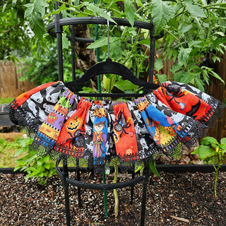 Ghost and Spiders Scrap Fabric Clown Collar with Black Spiderweb Trim