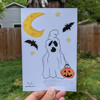 Ghostie Trick-or-Treater Art Print