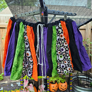 Halloween Colors Eyeball Fabric Panel Mini Skirt (24"-121"Drawstring Waist)