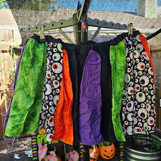 Halloween Colors Eyeball Fabric Panel Mini Skirt (24"-121"Drawstring Waist)