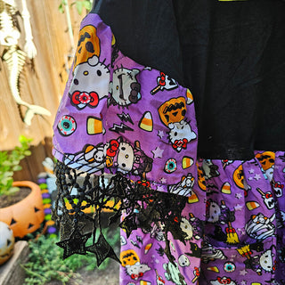 Halloween Kitty T-Shirt Smock Dress and Clown Collar - 2 Piece Set (L and 2X)