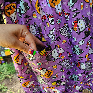 Halloween Kitty T-Shirt Smock Dress and Clown Collar - 2 Piece Set (L and 2X)