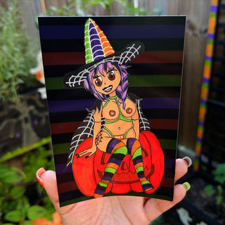 Halloween Sexy Spiderweb Witch Art Print | NSFW 18+