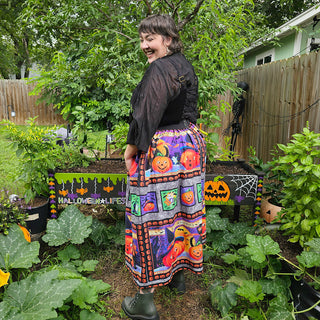 Happy Halloween Jack-o-lanterns Tall Maxi Skirt (36"-56" Waist and 40"-68" Waist)
