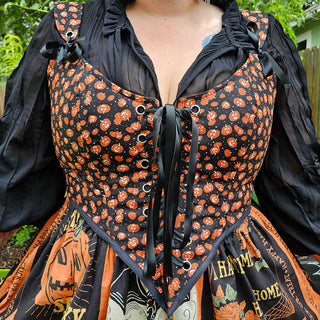 Happy Jack-o-lanterns Corset Bodice - Style 2 (45" Bust / 41" Waist)