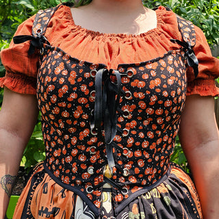 Happy Jack-o-lanterns Corset Bodice - Style 1 (36" Bust / 29" Waist) & (38.5" Bust / 31" Waist)