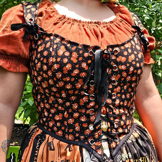 Happy Jack-o-lanterns Corset Bodice - Style 1 (36" Bust / 29" Waist) & (38.5" Bust / 31" Waist)