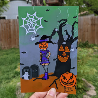 Jack-o-lantern Witch Art Print