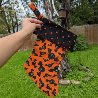 Orange Bats with Polka Dots Stocking - Small