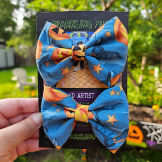 Light Blue Jack-o-lantern Witches Hair Bow Clips - 2 Pack