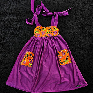 Magenta Purple and Orange Witch Hats 1 of 1 Tie Strap Smock Dress (S)