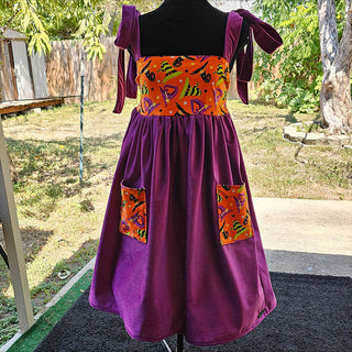 Magenta Purple and Orange Witch Hats 1 of 1 Tie Strap Smock Dress (S)