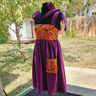 Magenta Purple and Orange Witch Hats 1 of 1 Tie Strap Smock Dress (S)