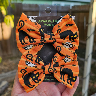 Orange Boo! Black Cats Hair Bow Clips - 2 Pack