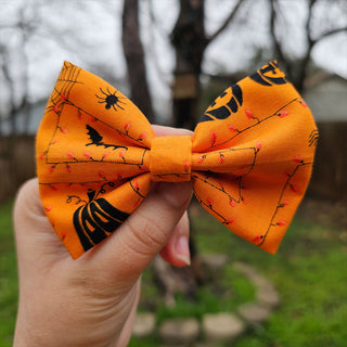Orange Halloween Lights Hair Bow Clips - 2 Pack