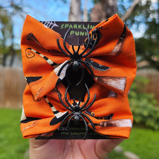 Orange Witch Accessories with Spiders Hair Bow Clips - 2 Pack