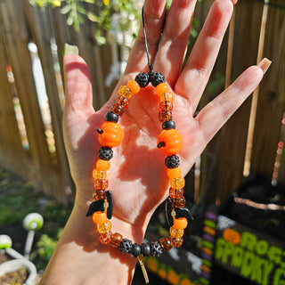 Pumpkin Witch Beaded Wristlet Phone Charm
