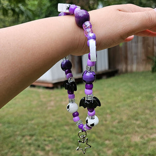 Purple Mr. Skellington Beaded Wristlet Keychain