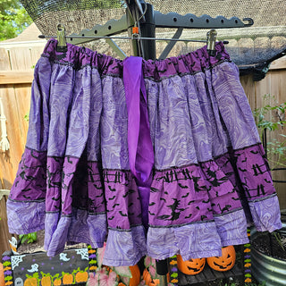 Purple Witches Flare Mini Skirt (24"-76"Drawstring Waist)