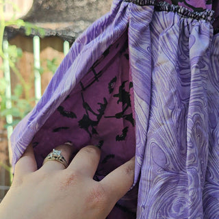 Purple Witches Flare Mini Skirt (24"-76"Drawstring Waist)