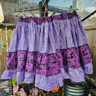 Purple Witches Flare Mini Skirt (24"-76"Drawstring Waist)