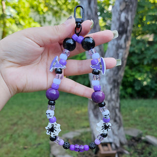 Purple Witchy Vibes Beaded Wristlet Keychain
