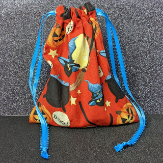 Red Black Cat Witches Drawstring Bag