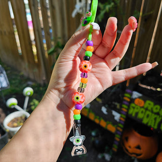 Rosy the Eyeball Ghoul Halloween Beaded Keychain Charm