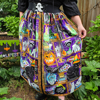 Spooky Bookshelf Regular & Tall Maxi Skirt (38"-66" Waist)
