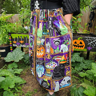 Spooky Bookshelf Regular & Tall Maxi Skirt (38"-66" Waist)