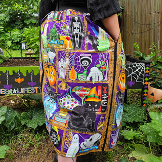 Spooky Bookshelf Regular & Tall Maxi Skirt (38"-66" Waist)