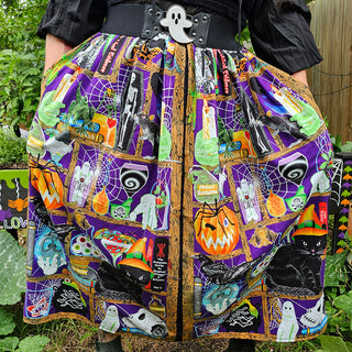 Spooky Bookshelf Regular & Tall Maxi Skirt (38"-66" Waist)