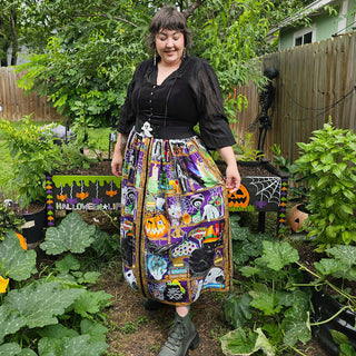 Spooky Bookshelf Regular & Tall Maxi Skirt (38"-66" Waist)