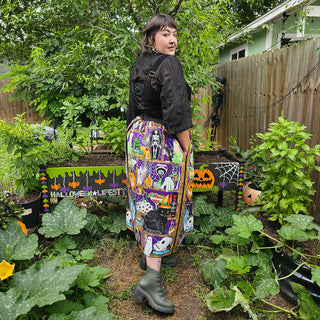 Spooky Bookshelf Regular & Tall Maxi Skirt (38"-66" Waist)