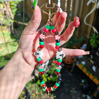 Spooky Christmas Beaded Wristlet Keychain