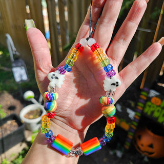 Spooky Pride Flag Beaded Wristlet Phone Charm