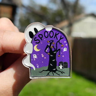 Spooky Tombstone Ghost Pin