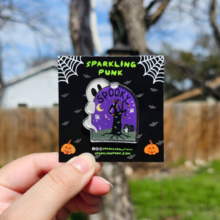 Spooky Tombstone Ghost Pin
