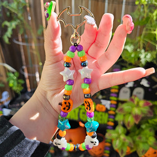 Starry Clowny Halloween Beaded Wristlet Keychain