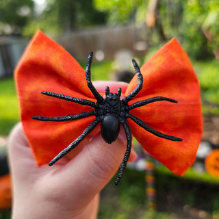Tie Die Orange with Spiders Hair Bow Clips - 2 Pack