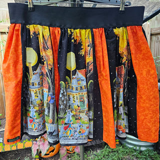 Trick-or-Treating on Halloween Quilt Panel Mini/Midi Skirt *Sample* (43"-45" Waist)