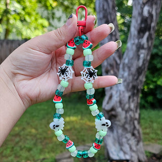 Watermelon Summerween Beaded Wristlet Keychain