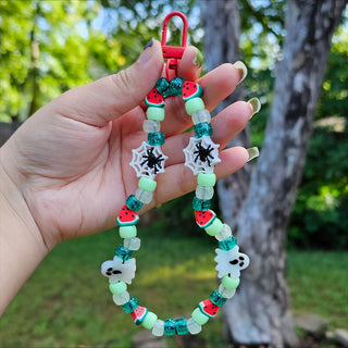 Watermelon Summerween Extra Sparkle Beaded Wristlet Keychain